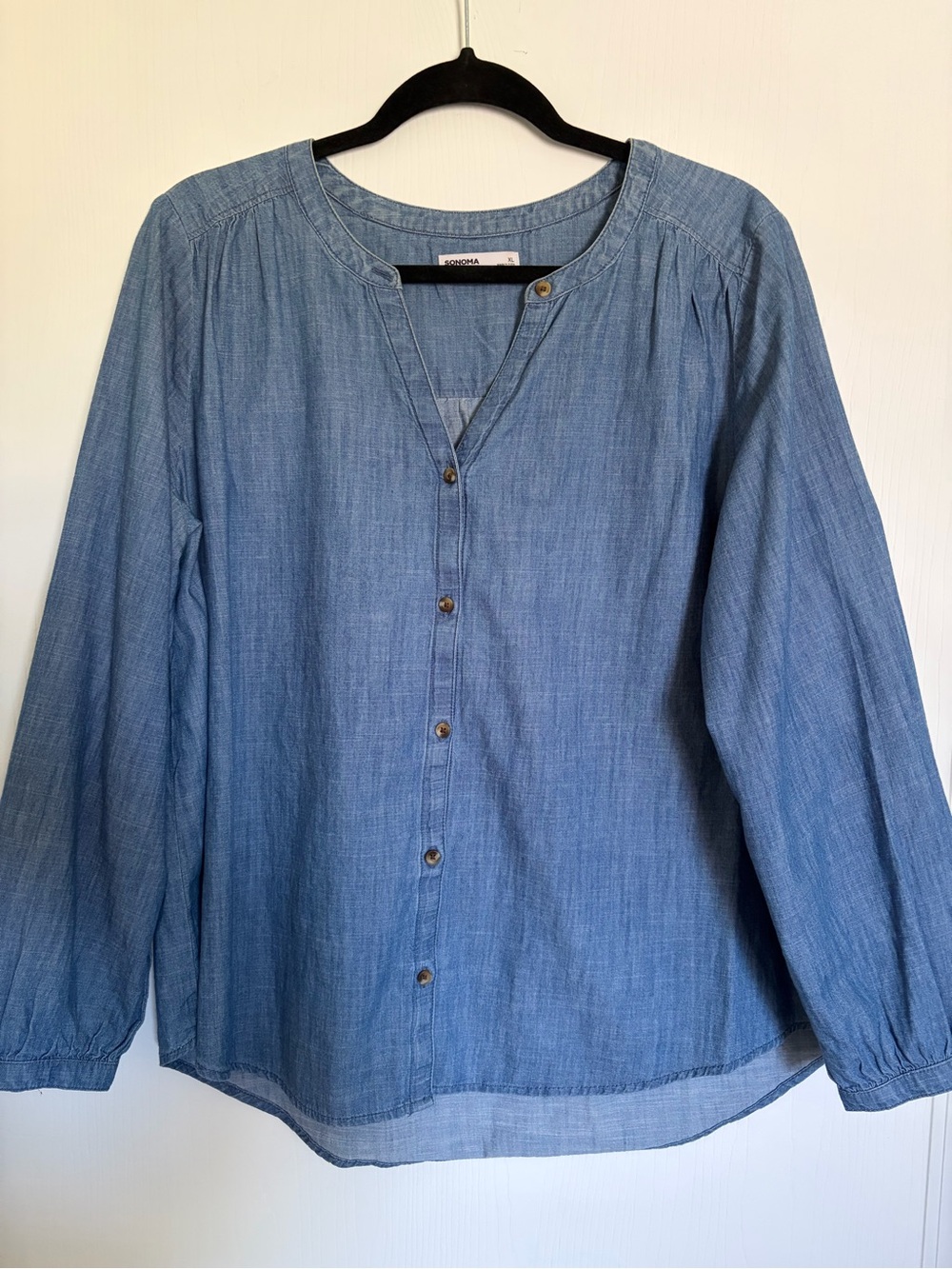 Light Blue Denim Button-Front Women's Shirt